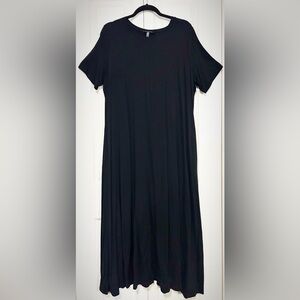 NWOT Eileen Fisher, Lantern Maxi Long Black Dress